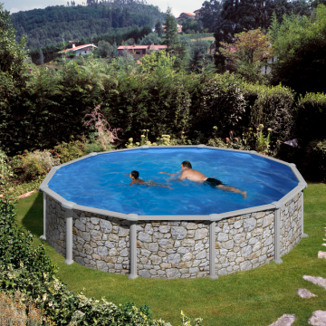 Poolset Classic Stenimitation Rund Planet Pool