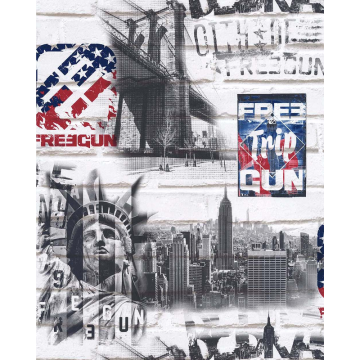 Tapet Les Aventures 21 Papper Retro City Usa Free Gun SCE - Lutèce